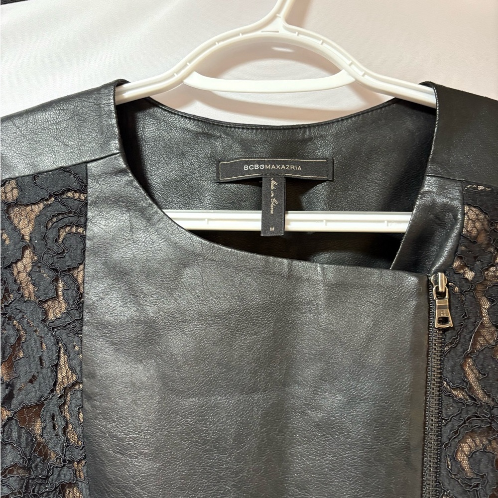 BCBGMaxAzria Black Lace and Faux Leather Vest - Picture 5 of 5